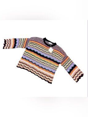 Love + Harmony Open Weave Striped Sweater Lightweight Rainbow Colorful. Sz M.NWT